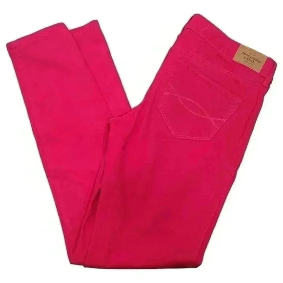 Abercrombie & Fitch Hot Pink Barbie Skinny Jeans Soft Stretchy Pants Size 4 - Picture 2 of 13
